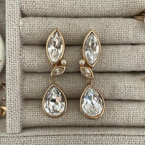 80’s Vintage Swarovski Crystal Teardrop Earrings